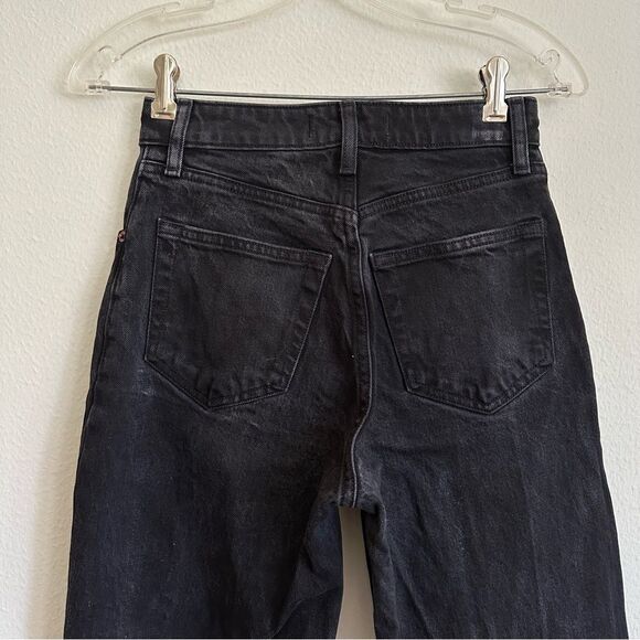 Abercrombie & Fitch The 90s Relaxed Slit Hem Black Jean Curve Love Sz 24 - Picture 4 of 11